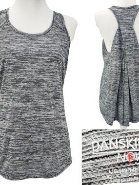 Danskin Now Womens Large Racerback Swing Active Tunic Tank Top Gray Marled